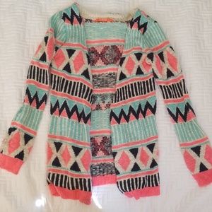 Turquoise and Pink Cardigan